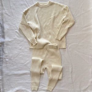 Sweater Knit Jogging Set, Sweatshirt and Sweatpants, Cream